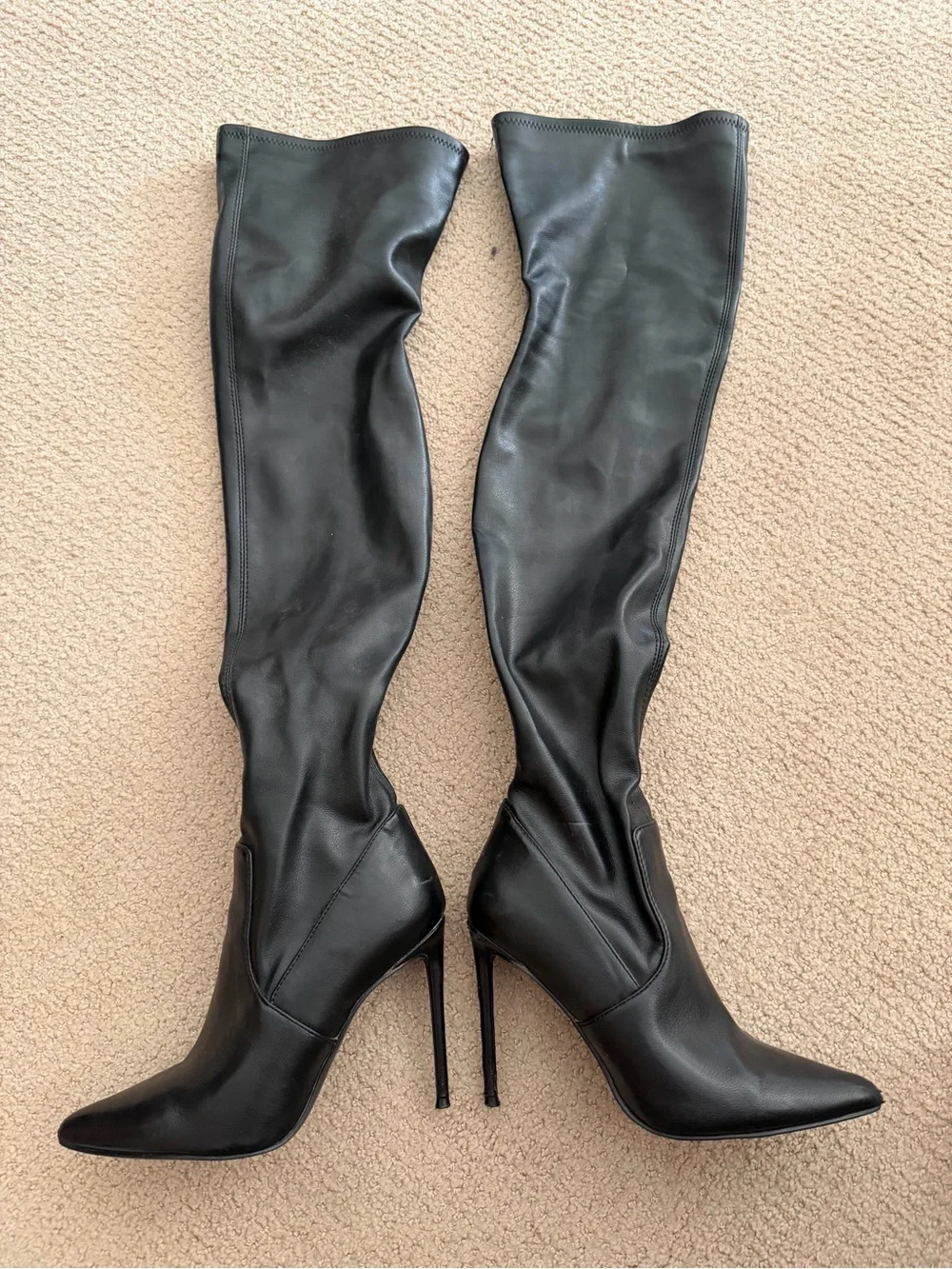 Steve Madden Black Over-The-Knee Stiletto Boots